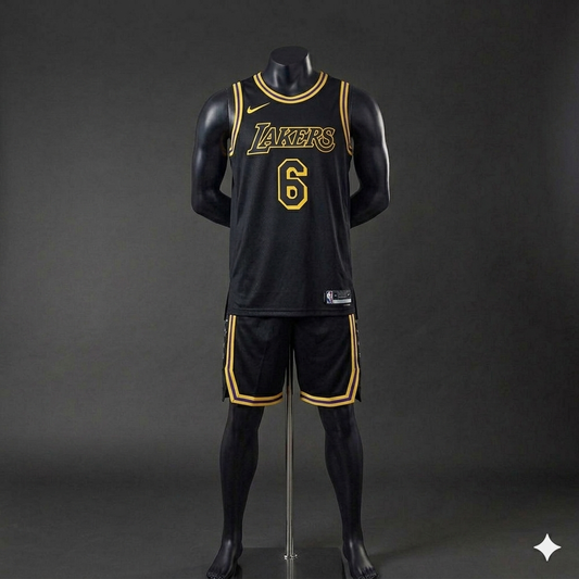 Uniforme Adulto Lakers Negro #6 β (Calidad Triple A) πβ«