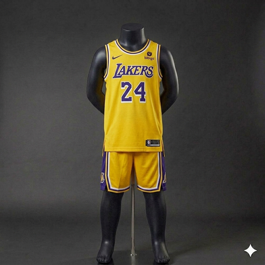 Uniforme Niño Lakers Amarillo #24 – (Calidad Triple A) 🏀💛