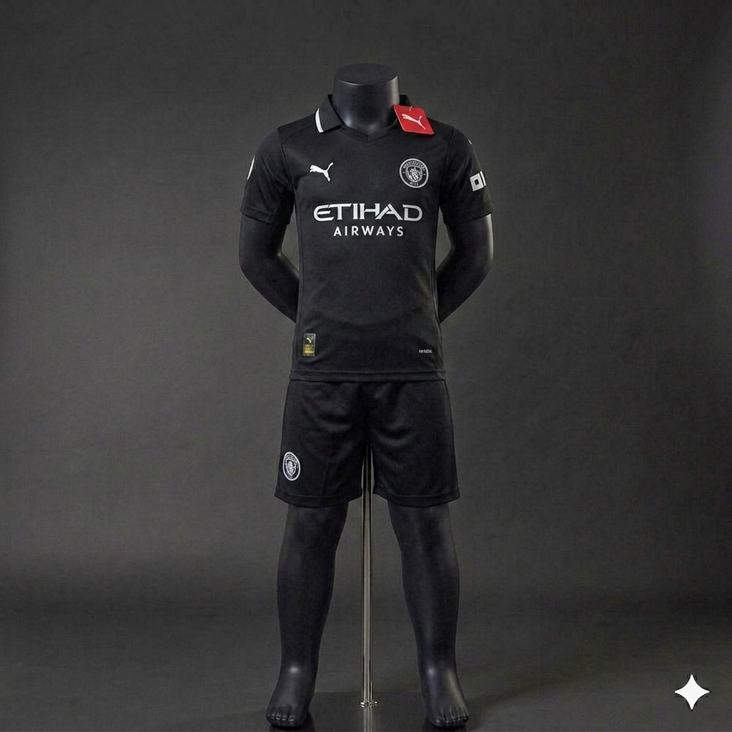 Uniforme Niño Manchester City Visitante 25/26 ⚫