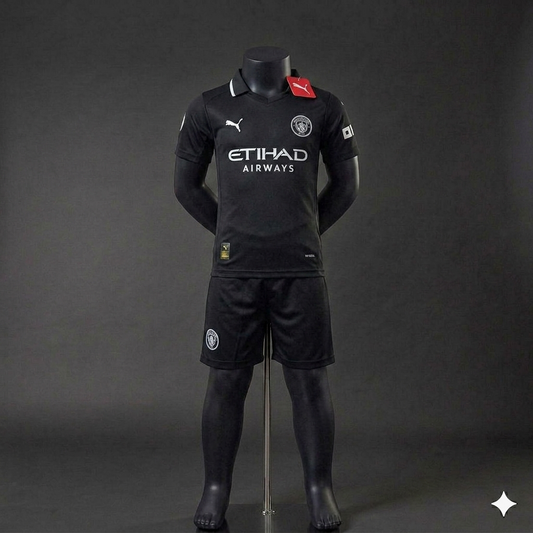 Uniforme Niño Manchester City Visitante 25/26 ⚫