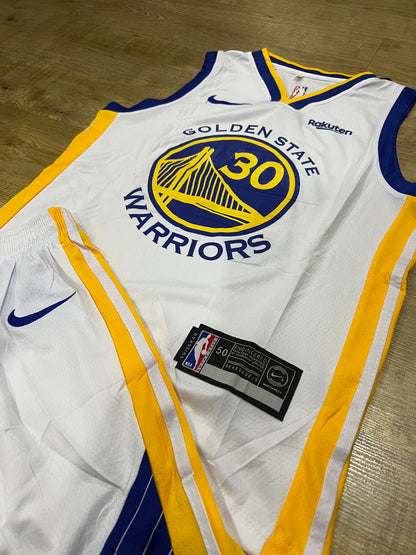 Uniforme Niño Warriors Blanco – (Calidad Triple A) 🏀⚪