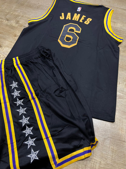 Uniforme Adulto Lakers Negro #6 – (Calidad Triple A) 🏀⚫