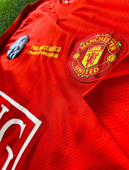 Uniforme Manchester United 2008 Retro – Camiseta + Pantaloneta (Calidad 1.1) 🔴🏆