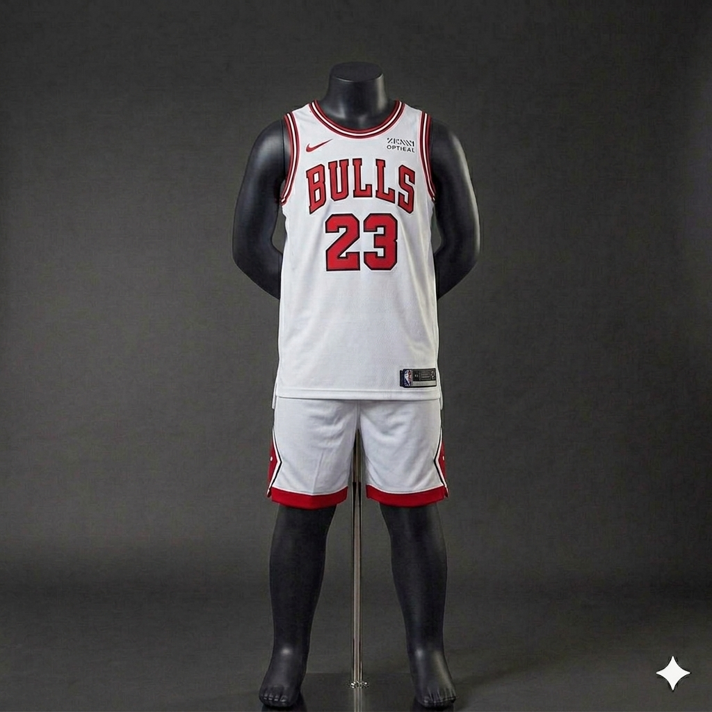 Uniforme Niño Chicago Bulls Blanco #23 – (Calidad Triple A) 🏀⚪