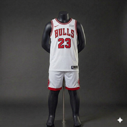 Uniforme Niño Chicago Bulls Blanco #23 – (Calidad Triple A) 🏀⚪