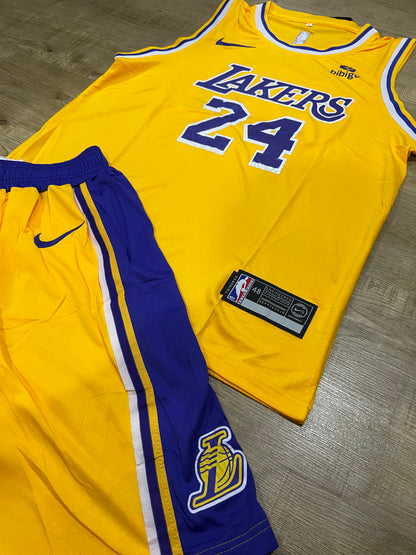 Uniforme Adulto Lakers Amarillo #24 – (Calidad Triple A) 🏀💛