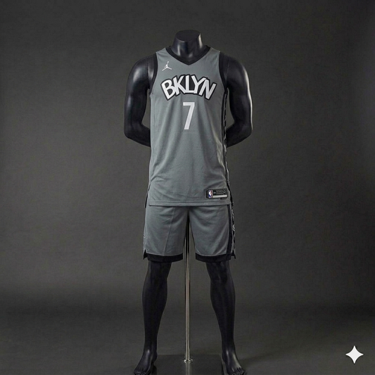 Uniforme Adulto Brooklyn Gris #7 – (Calidad Triple A) 🏀🌫️