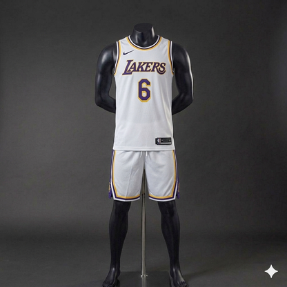 Uniforme Adulto Lakers Blanco #6 – (Calidad Triple A) 🏀⚪