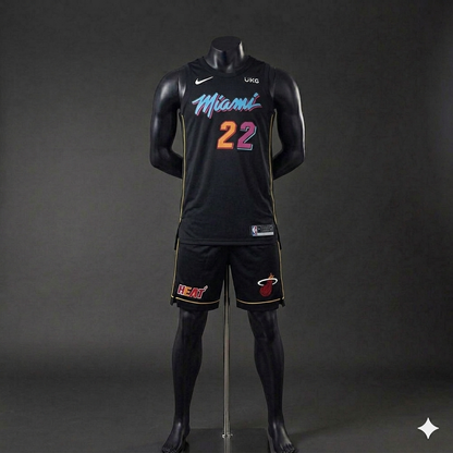 Uniforme Adulto Miami Negro #22 – (Calidad Triple A) 🏀⚫