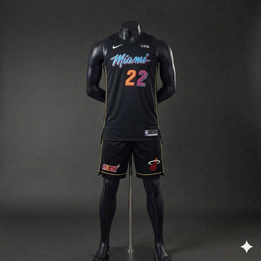 Uniforme Adulto Miami Negro #22 – (Calidad Triple A) 🏀⚫