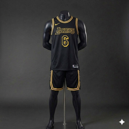 Uniforme Adulto Lakers Negro #6 – (Calidad Triple A) 🏀⚫