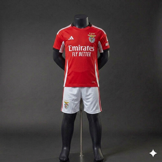 Uniforme Niño Benfica Local 25/26 – (Calidad Triple A) 🔴⚪