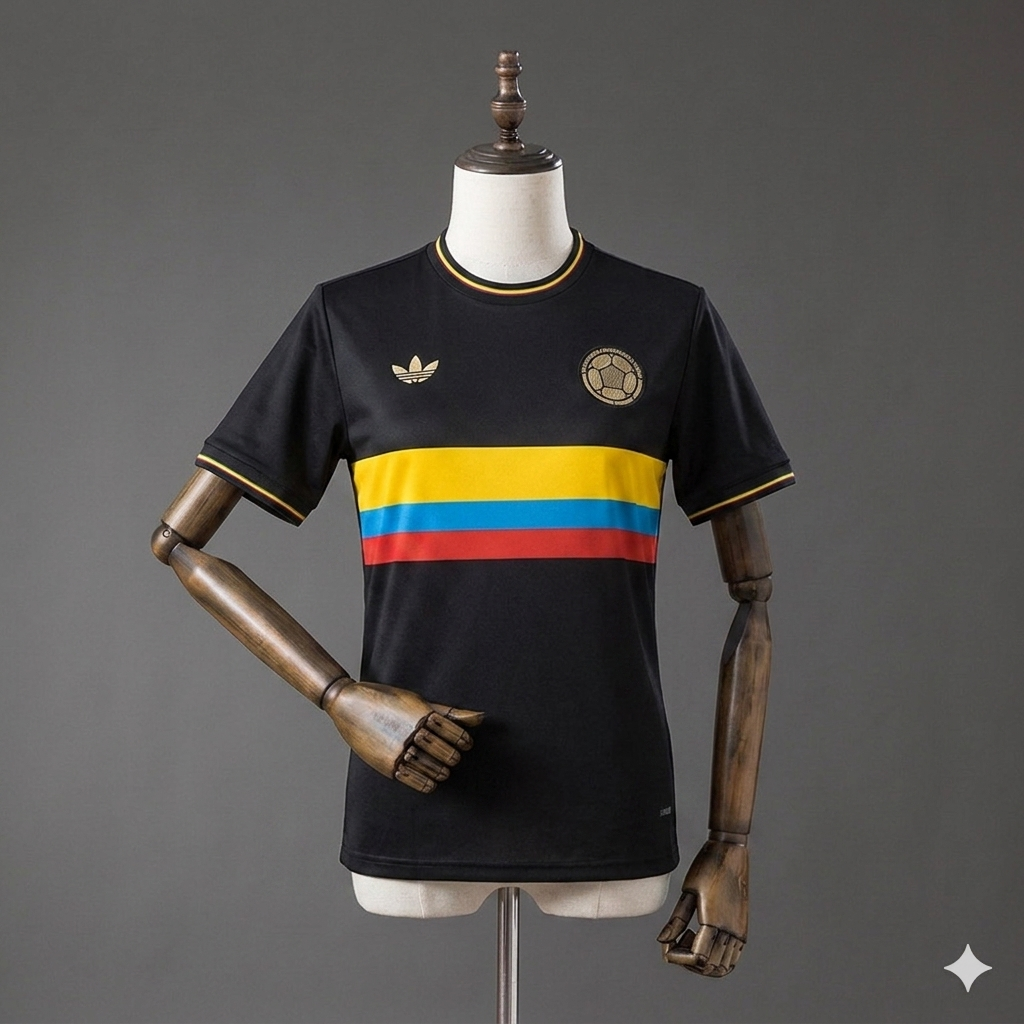 Camiseta Centenario Negra Selección Colombia – hombre Edición Especial Bordada 🇨🇴🖤