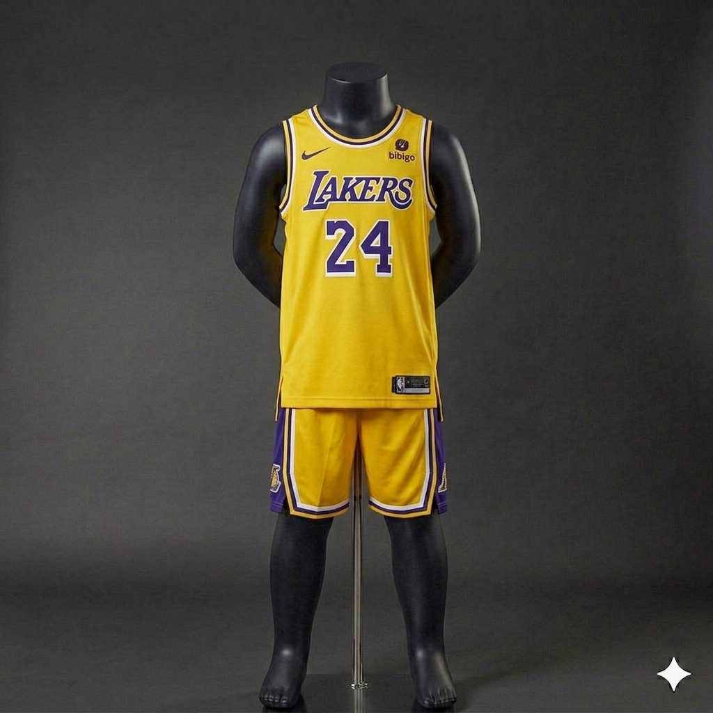 Uniforme Niño Lakers Amarillo #24 – (Calidad Triple A) 🏀💛